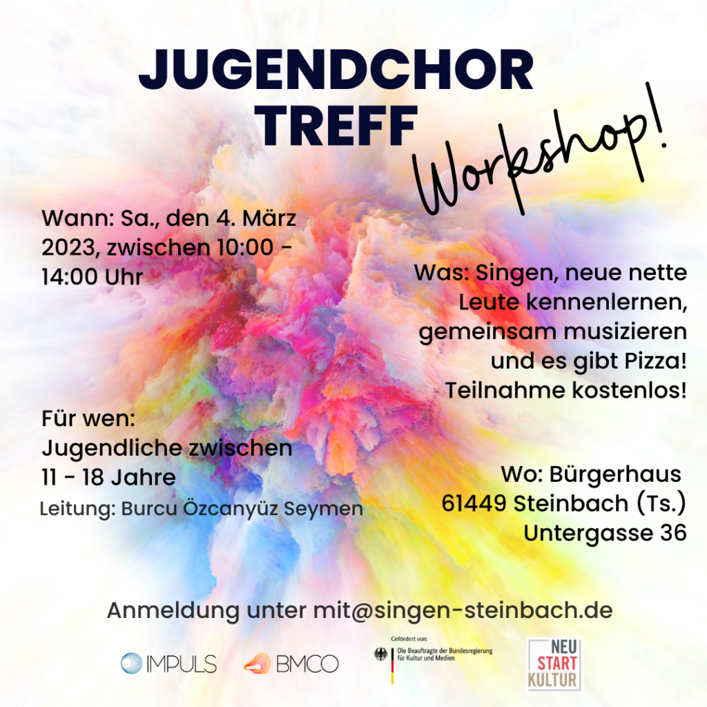 Einladung zum Jugendchortreff am 04.03.2023 um 10 Uhr